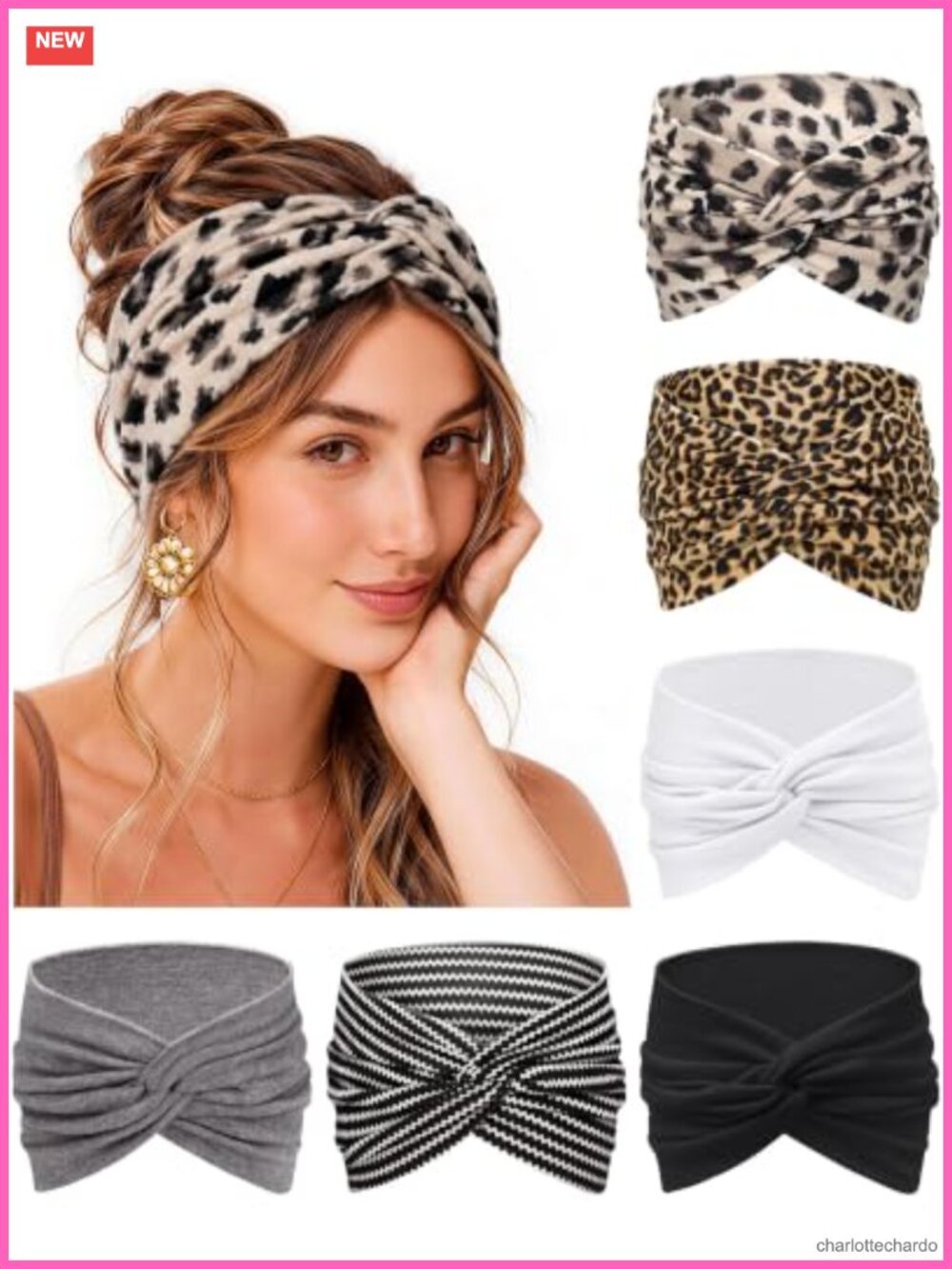 6 Pack Extra Wide Non Slip Polyester Spandex Headbands for Yoga